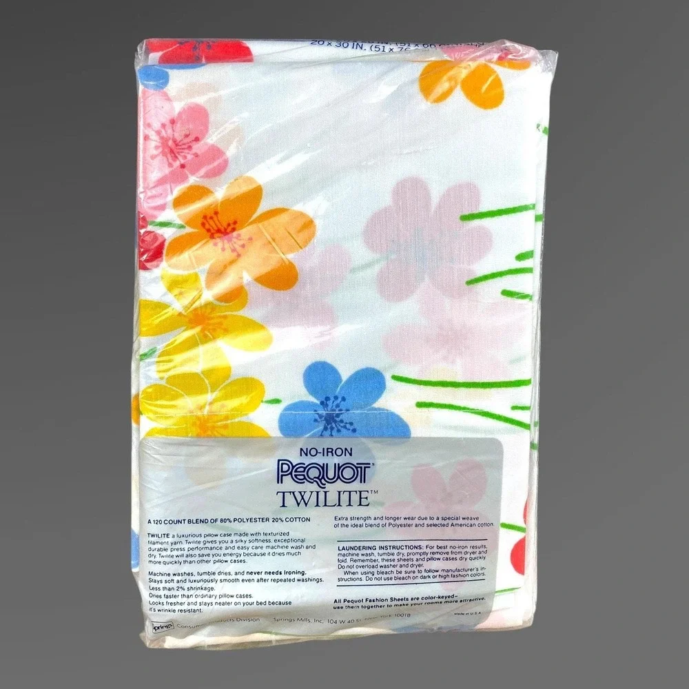 Pequot Twilite Standard Pillow Cases Set of 2‎ NOS Unopened Package Floral Vtg